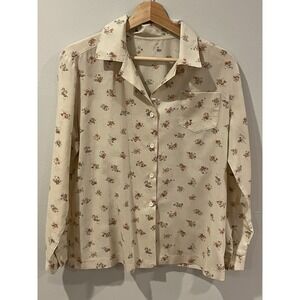 VTG‎ Womens Button Up Shirt Floral Cottagecore Prairie Lightweight Size Medium
